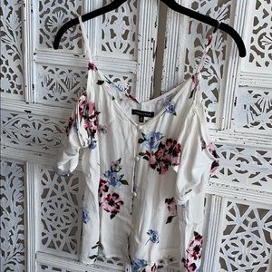 Floral open shoulder top